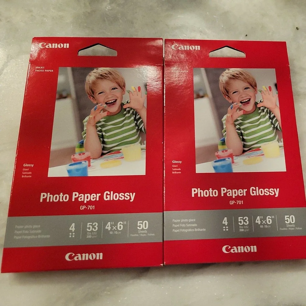 Canon Photo Paper Glossy GP701 Inkjet 4x6 Inches 50‎ Sheets Two Packs